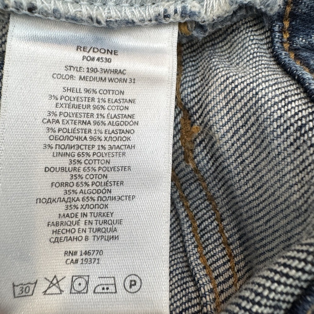 RE / DONE size 24 Mid‎ 90's High-Rise ankle crop stretch button fly Redone NWOT - Picture 11 of 12
